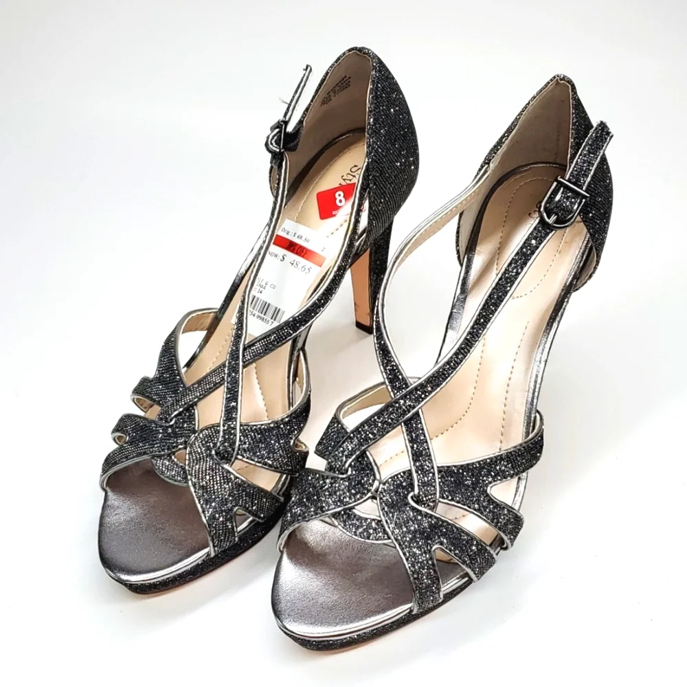 Style and Co Selinaa Silver Gray Platform Stiletto Heels 8 NWT